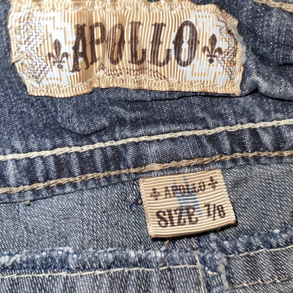 Apollo Womens Denim Shorts Size 7/8 Embellished Pockets Button Fly y2k - Picture 2 of 6